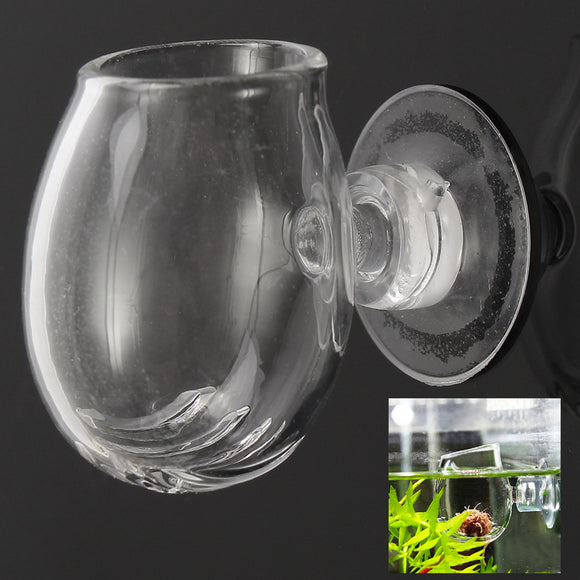 Aquarium Fish Tank Aquatic Plant Clear Glass Cup Holder + Sucker