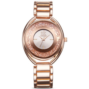 SK K0016 Luxury Women Bracelet Watches with Diamond Golden Watch Band Jewelry Ladies Watches