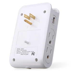 110-240V LED Light Control Nightlight Lamp Dual USB Ports Charging W/4 AC Sockets