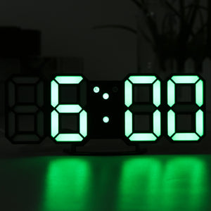 5V 1A Modern 3D LED Digital Table Clock Stereo Wall Clock 24/12 Hour Display Alarm Snooze Night Mode