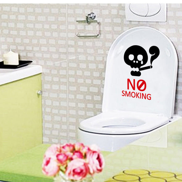 Honana BC-594 No Smoking Sign Removable PVC Toilet Seat Sticker Bathroom Wall Decoration