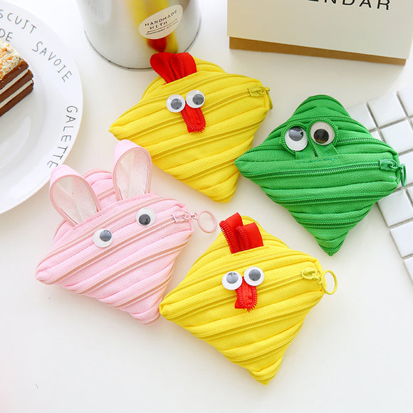 Creative Zip Wallet Card Storage Bag Cute Rabbit Flog Duck Organizer Hang Bag