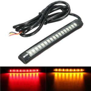 12V 17 LED Flexible Motorcycle Strip Light Tail Brake Stop Turn Sign Light Amber+Red