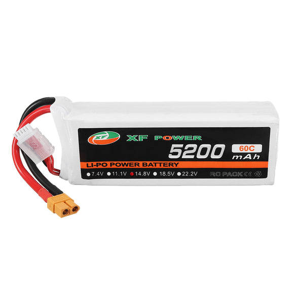 XF POWER 14.8V 5200mAh 60C 4S Lipo Battery XT60 Plug for RC Car Quadcopter