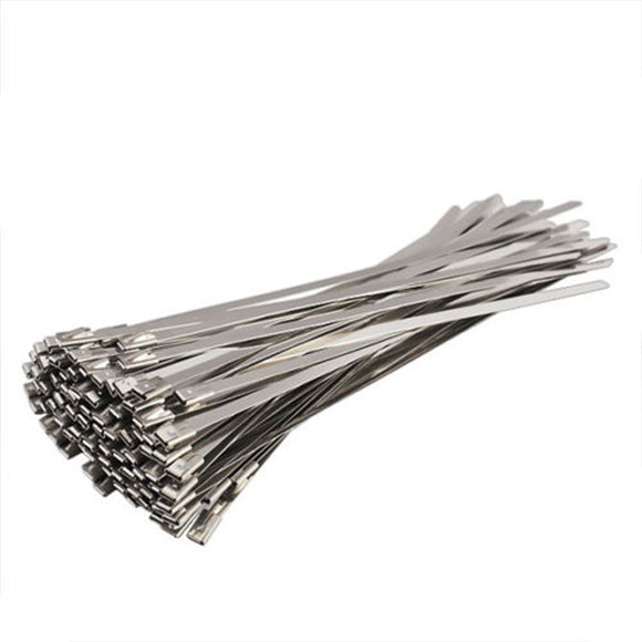 100PCS 4.6x200mm Stainless Steel Zip Ties Exhaust Wrap Coated Locking Cable Ties