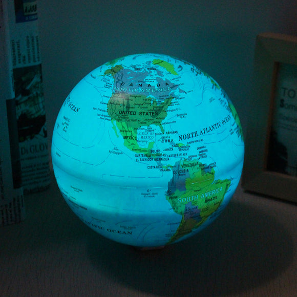 15cm Electric LED Self Rotating World Globe Earth Map Color Light Geography Education Decor