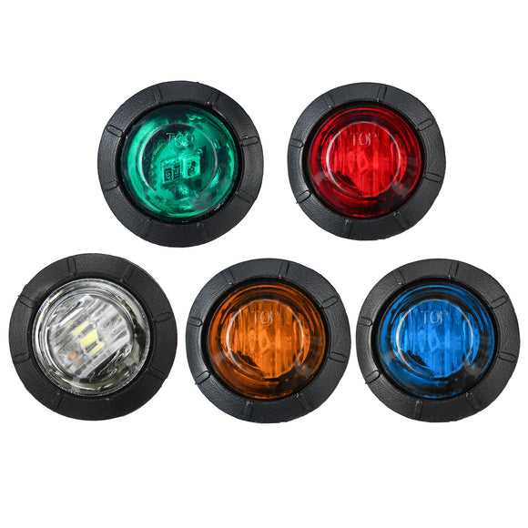 5pcs 24V Round LED Side Marker Light Indicator Lamp Truck Trailer Caravan Van