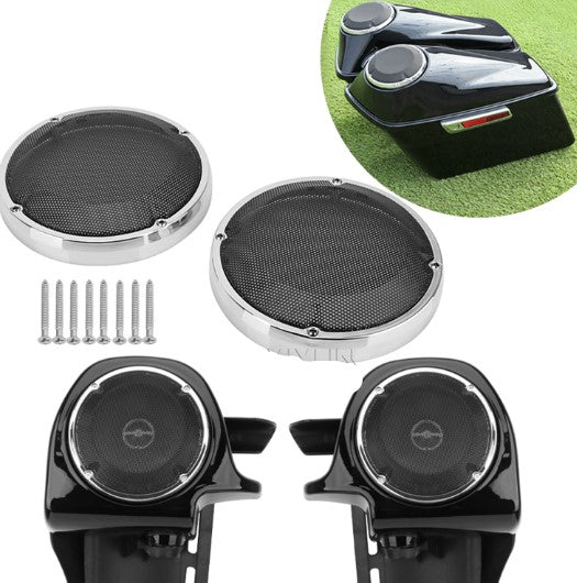 Motorcycle motorbike 6.5 inch speaker metal guard grill cover for harley touring lower leg vented faring gloves box saddlebags