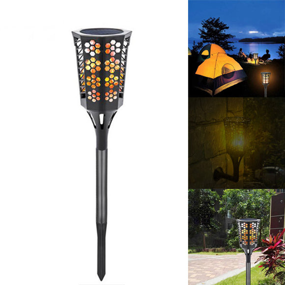 Solar Powered 96 LED Flame Lawn Light Outdoor Waterproof IP65 Garden Path Wall Torch Lamp