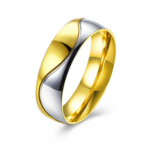 Gold Shine Stainless Steel Zircon Couple Ring Women Men Jewelry For Wedding Gift