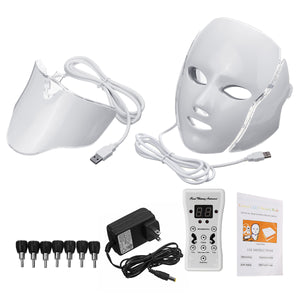 7 Colors LED Light Photon Face Mask Neck Facial Skin Rejuvenation Therapy Anti-wrinkle Device