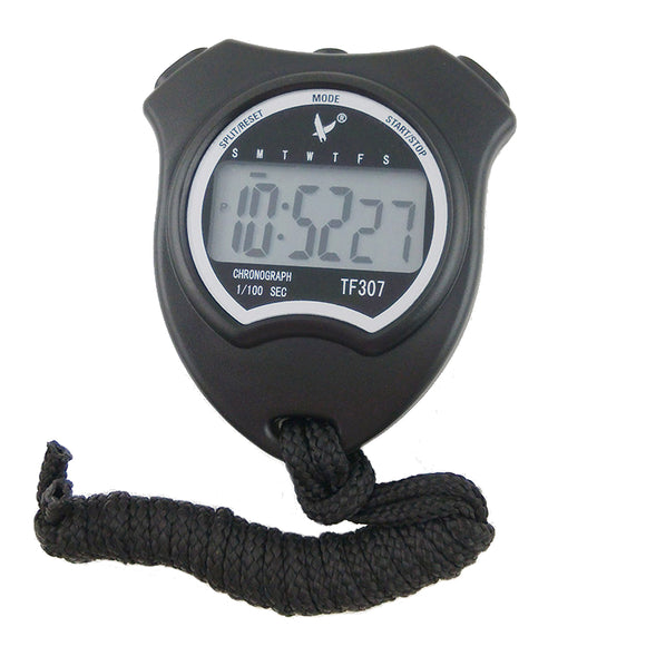 Handheld Digital LCD Sports Stopwatch Single Row Countdown Timer with Alarm