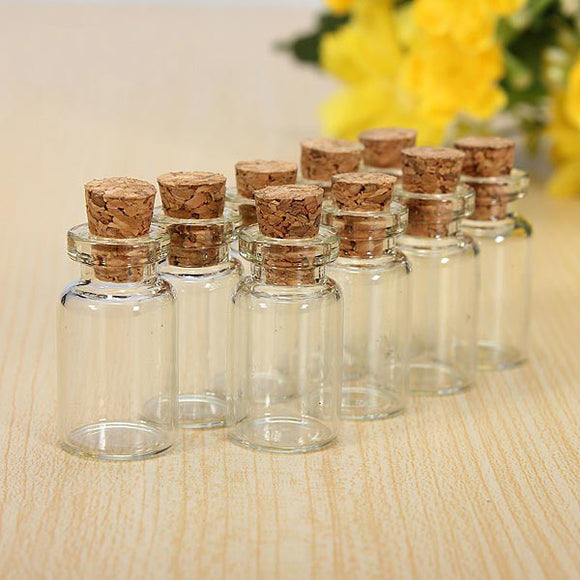 10pcs Clear Empty Cork Message Glass Bottles Vial For Gifts