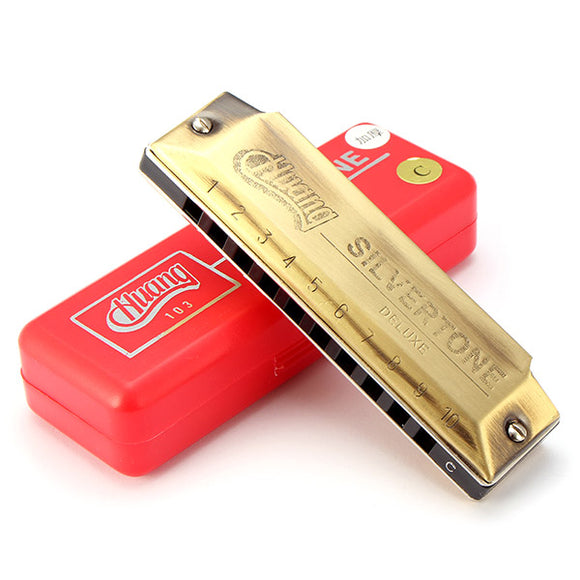 HUANG 103-1 10 Hole Thickened Upgrade Blues Harmonica Key of C