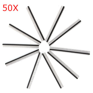 50 Pcs 40 Pin 2.54mm Single Row Pin Header Curved Needle For Arduino