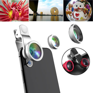 Universal 3 in1 HD 0.65X Wide Angle 10X Macro Fisheye Camera Lens for Xiaomi Samsung iPhone