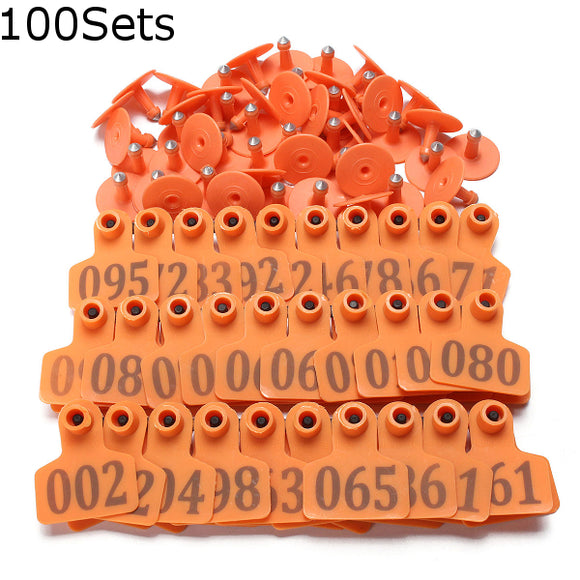 100Sets Orange Green Animals CattleGoat Pig Sheep Use Ear Number Tag Livestock Tags Labels