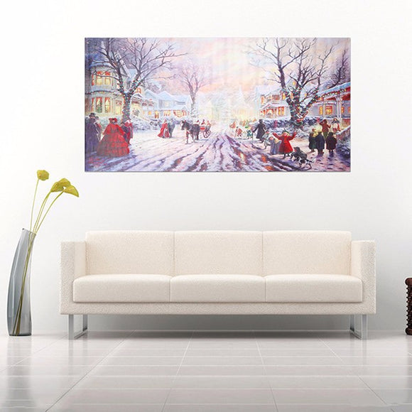 Christmas Carol Crowd Street Frameless Painting Living Room Bedroom Wall Painting Home Decor