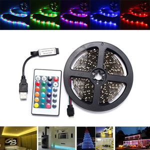 0.5/1/2/3/4M SMD3528 Non-Waterproof RGB LED Strip Light TV Backlilghting Lamp + USB Remote DC5V