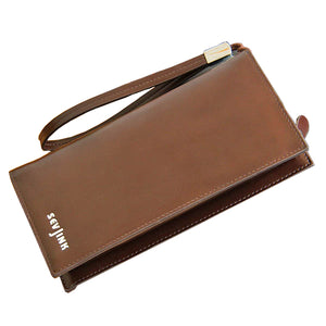 Men Genuine Leather Long Zipper Big Capacity Portable Wallet