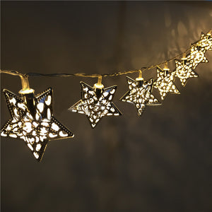 KCASA 3.3M 20 LED Metal Star String Lights LED Fairy Lights for Festival Christmas Halloween Party