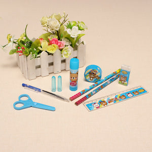 Gift Box Pencil Ballpoint Pen Ruler Eraser Glue Set Stationery