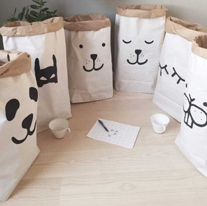 Kids Kraft Paper Cute Storage Bag Baby Animal Letter Toys Clothes Wall Children Sundries Tidy Pocket