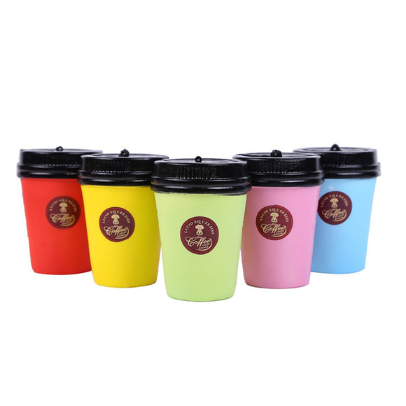 Coffee Cup Squishy Cartoon Milk Tea Drink Doll Chain Charm Slow Rising Kid Toy Gift  Random Color