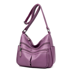 Women Soft Leather Multi-slot Crossbody Bag Leisure Shoulder Bags