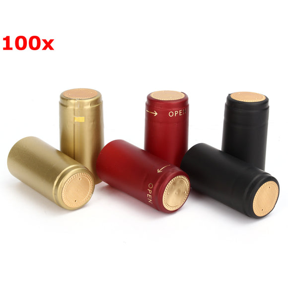 100Pcs Heat Shrink Cap PVC Tear Tape Wine Bottle Seal Ring Cover