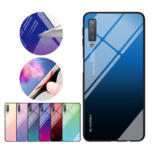 Bakeey Gradient Tempered Glass Protective Case For Samsung Galaxy A7 2018 Scratch Resistant Back Cover