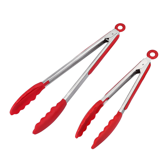 9'' 12'' 2 Pieces Non-stick Silicone Kitchen Barbecue Tongs Heat Resistant Grill Salad Cooking Tips