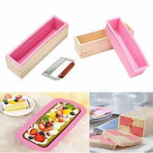 Wooden Loaf Soap Mould Silicone With Lid Making Baking Tool Cake Biscuit Cutter Baking Mold