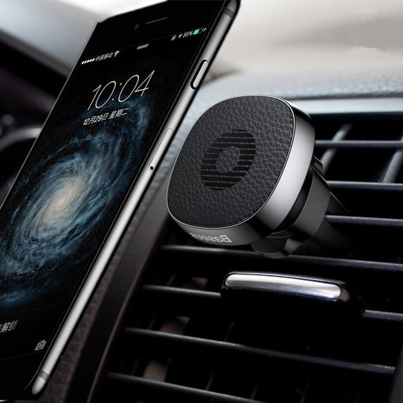 Baseus Pro Car Air Vent Holder Durable Leather Magnetic Phone Mount Stand for iPhone Samsung Xiaomi