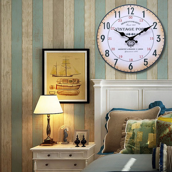 Retro Vintage Style Round Wood Wall Clock Office Home Living Room Decor