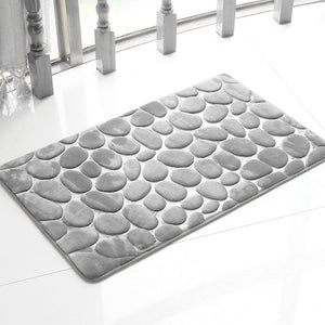 Honana BX-212 3D Pebbles Bath Rug Natural Absorbent Rubber Bath Mat Bottom Cotton Rebound Mat