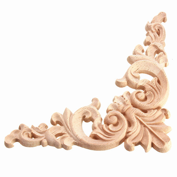 12.5x12.5CM Wood Carving Decal Corner Applique Frame for Wall Wardrobe Door Decoration