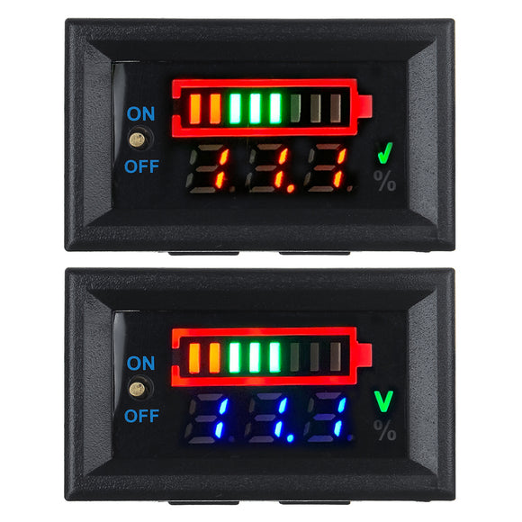 Power + Voltage Dual Display 3S Lithium Battery Detection Board Support 12V Car Battery Power Display with Switch Battery Indicator