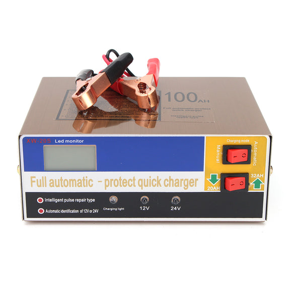 12V/24V 100AH Auto Car Motorcycle Battery Charger Electric Intelligent Pulse Repair Type LED Screen