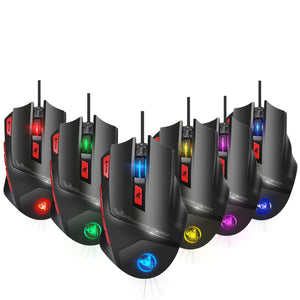 HXSJ S800 9 Buttons 6000DPI Backlit Gaming Mouse USB Wired Optical Programmable Mouse Mice