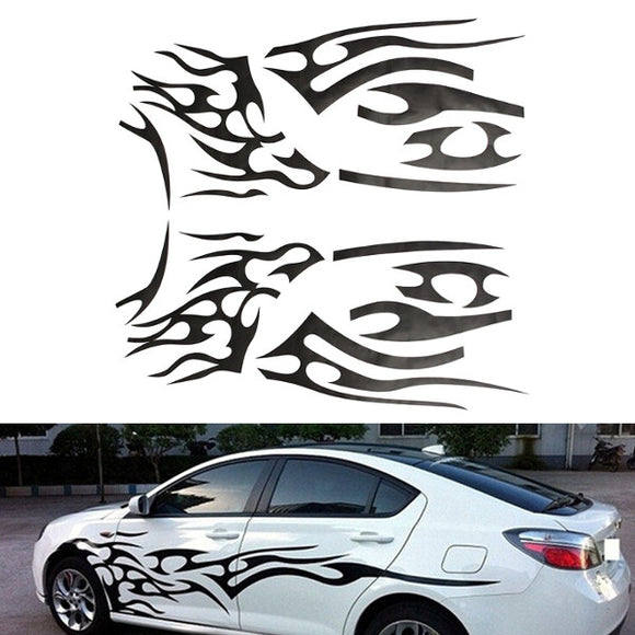 2Pcs Black Vinyl Graphics Car Decal Sticker Flame Pattern Auto Body Decoration Universal