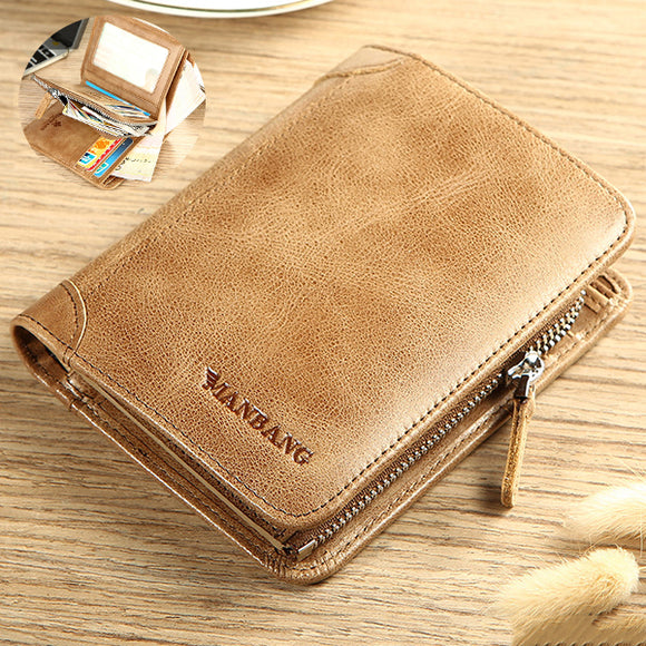 Vintage Genuine Leather Short Wallet For Men