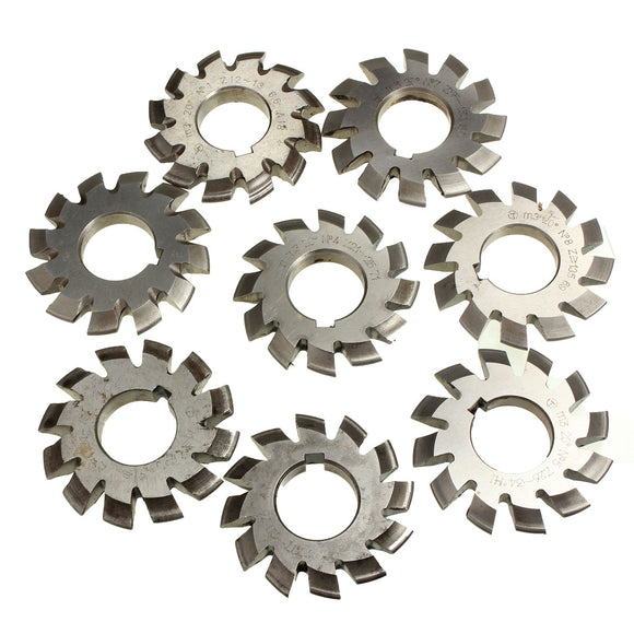 8pcs M3 PA20 Inside Bore Diameter 22mm  #1-8 HSS Involute Gear Milling Cutter