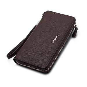 Men Faux Leather Zipper Long Wallet Multifunction Card Holder Clutch Bag