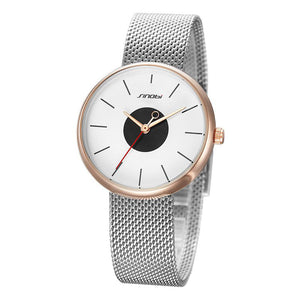 SINOBI 9700 Luxury Fashion Simple Dial Stainless Steel Strap Quartz Women Watch