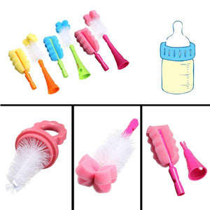 5in1 Baby Wash Nipple Straw Rotating Brush Milk Feeding Bottle Nozzle Cup Sponge Drinking Straw