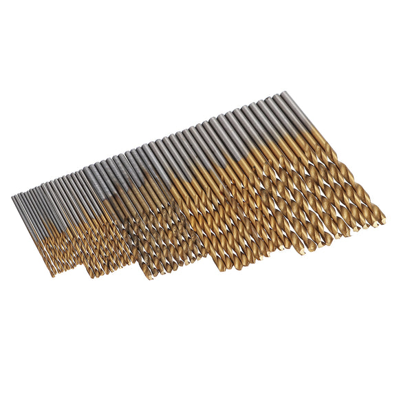 50pcs 1-3mm HSS Twist Drill Bit Titanium Coated Round Handle Drill Bit Set