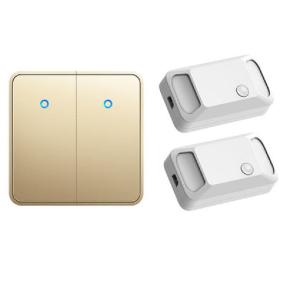 SMATRUL H9 Gold 2Gang Wireless smart Switch 433Mhz 300M White RF Remote Controller