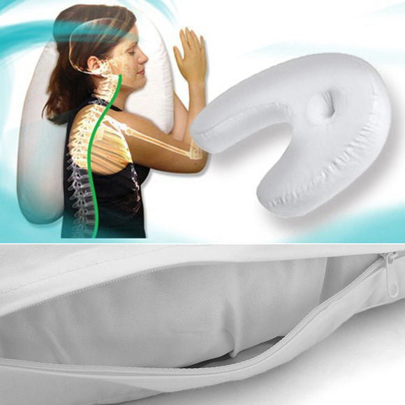 Honana WX-269 U Shape PP Cotton White Pillow Side Sleeper Head Rest Travel Soft Anti Snoring Cushion