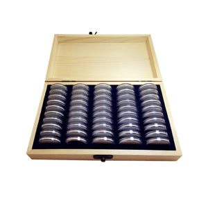 50Pcs 25/27/30mm Coin Display Holder Storage Box For Slab Certified With Wooden Case